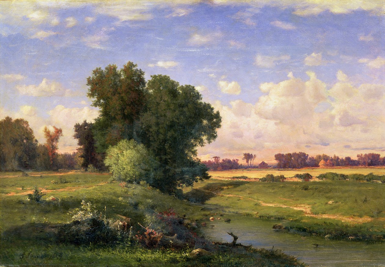Hackensack Meadows, solnedgang, 1859 af George Inness