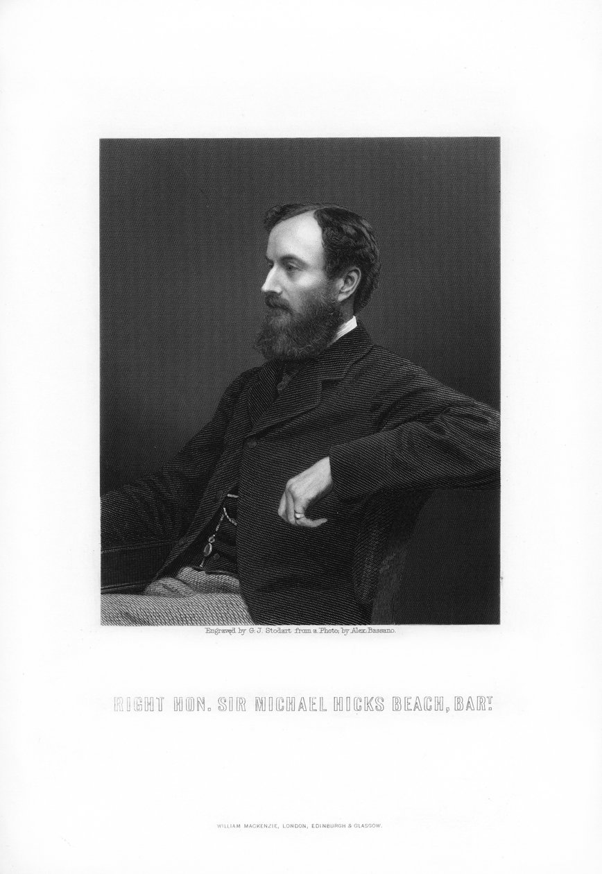 Michael Edward Hicks Beach, 1st Earl St Aldwyn, engelsk statsmand, 1881. af George J. Stodart