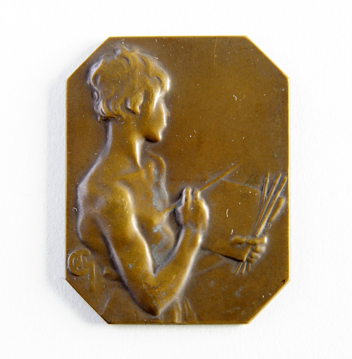 Ottekantet plakette (bronze) af George James Frampton
