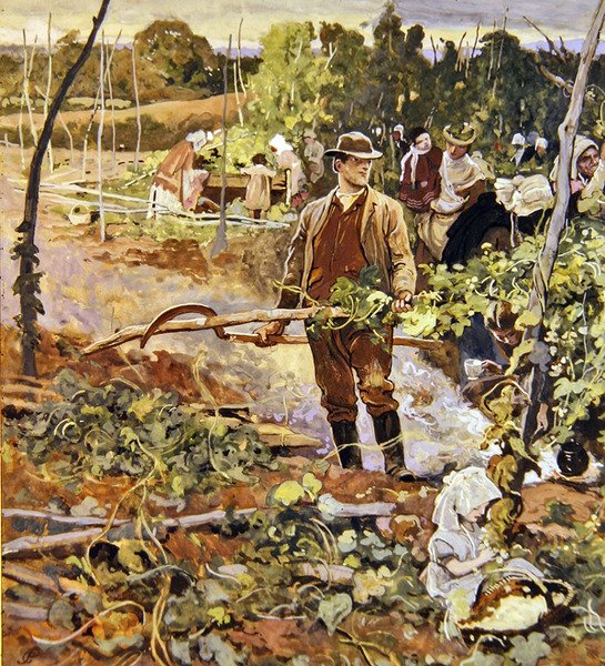 The Gleaners (blyant og akvarel på papir) af George John Pinwell