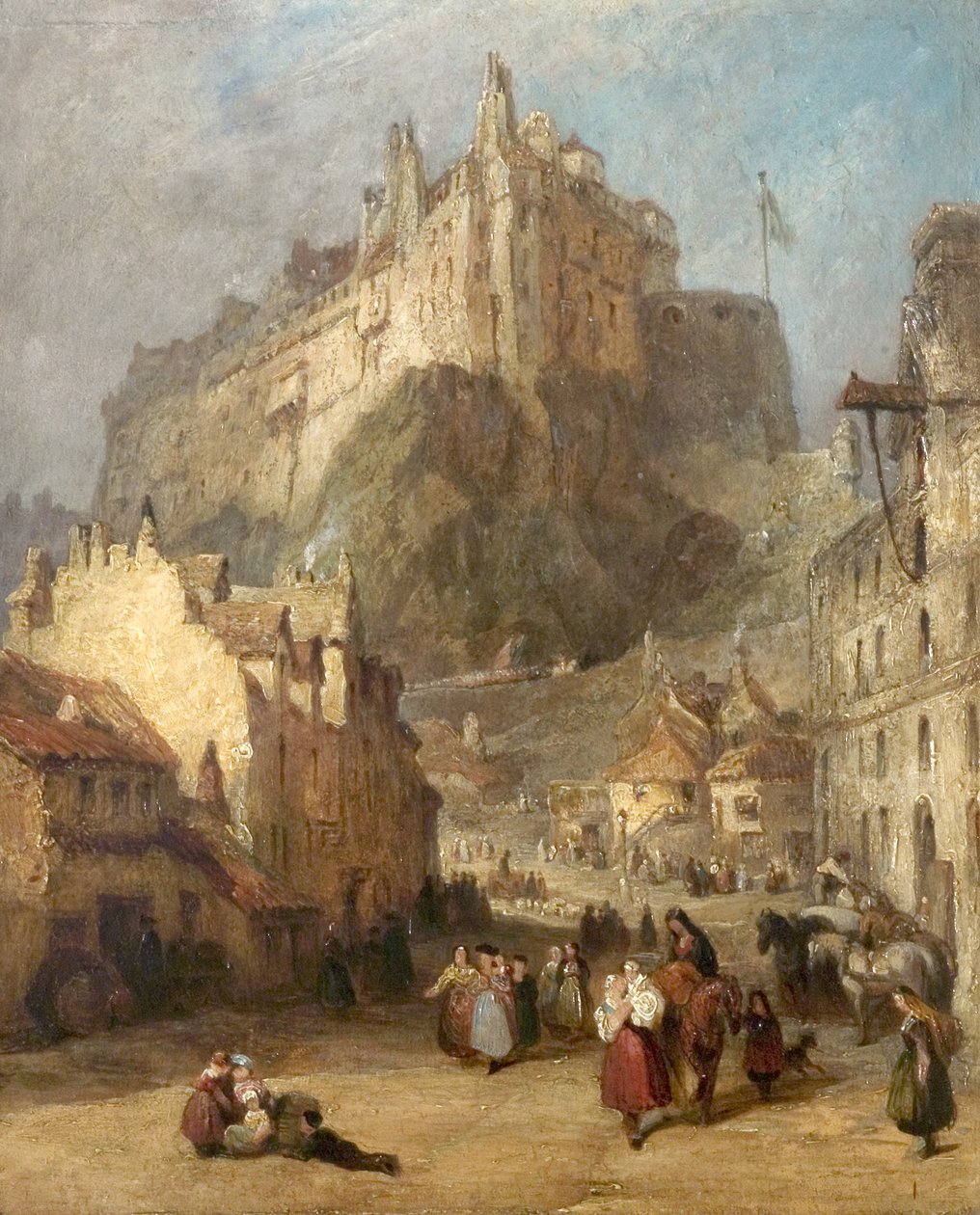 Edinburgh Castle fra Grass Market, Skotland af George Jones