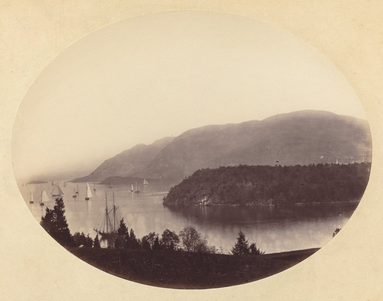 Fra Trophy Point, West Point, Hudson River, ca. 1867-1868. af George K Warren