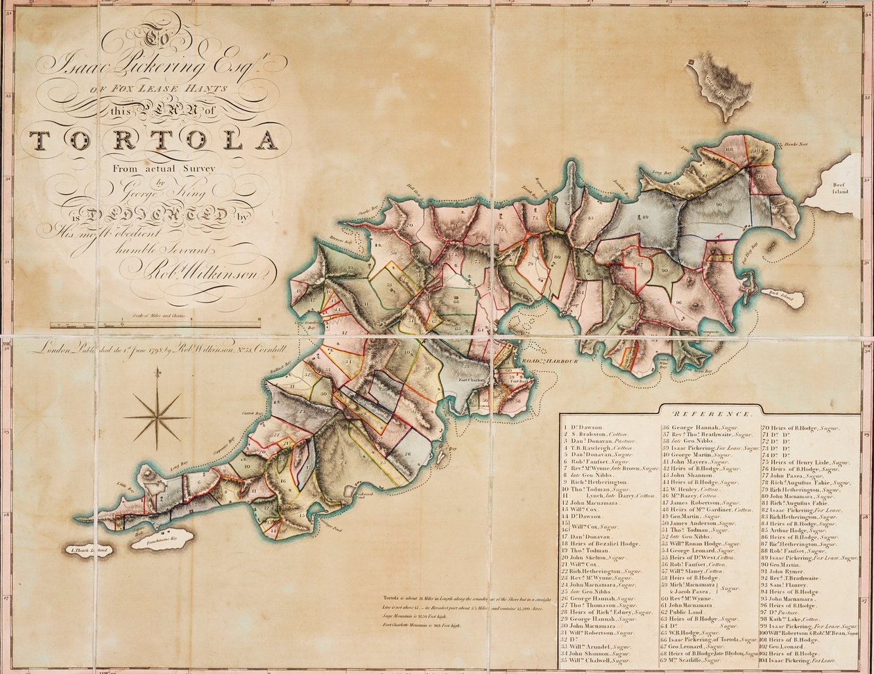 Plan over Tortola fra opmåling foretaget af George King af George King