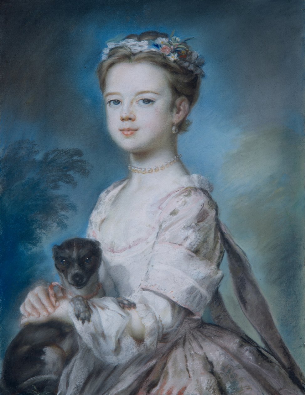 Portræt af Lady Charlotte Boyle (pastel på papir) af George Knapton
