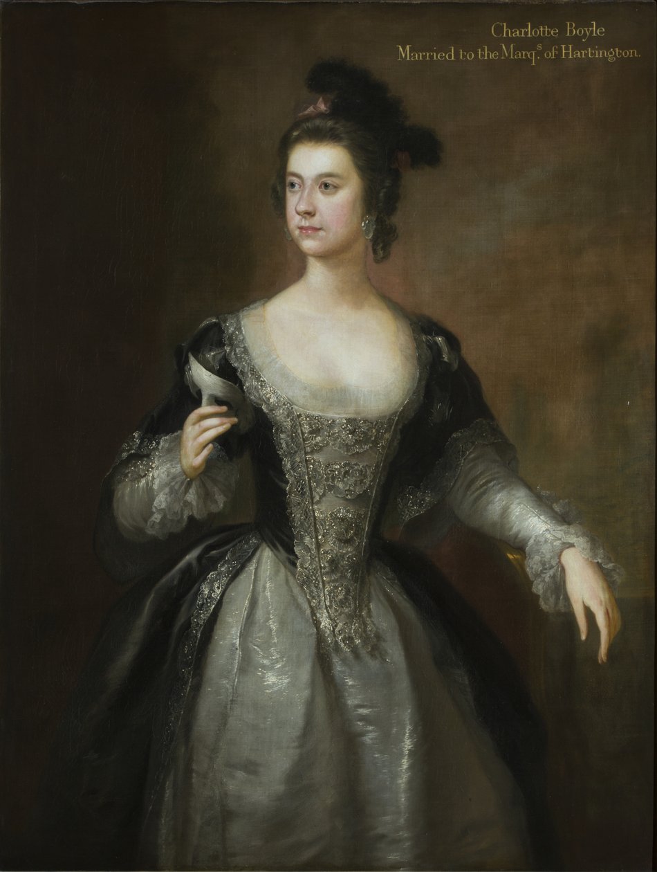 Portræt af Lady Charlotte Boyle, baronesse Clifford og marchionesse af Hartington, ca. 1748-56 (olie på lærred) af George Knapton