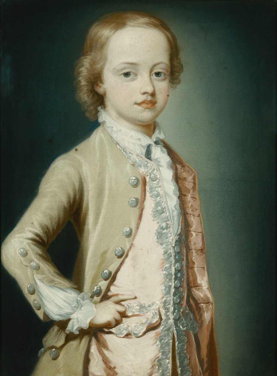 Portræt af Hon. William Napier, 1735, otte år gammel, trekvart længde, iført en grøn frakke, 1735 af George Knapton