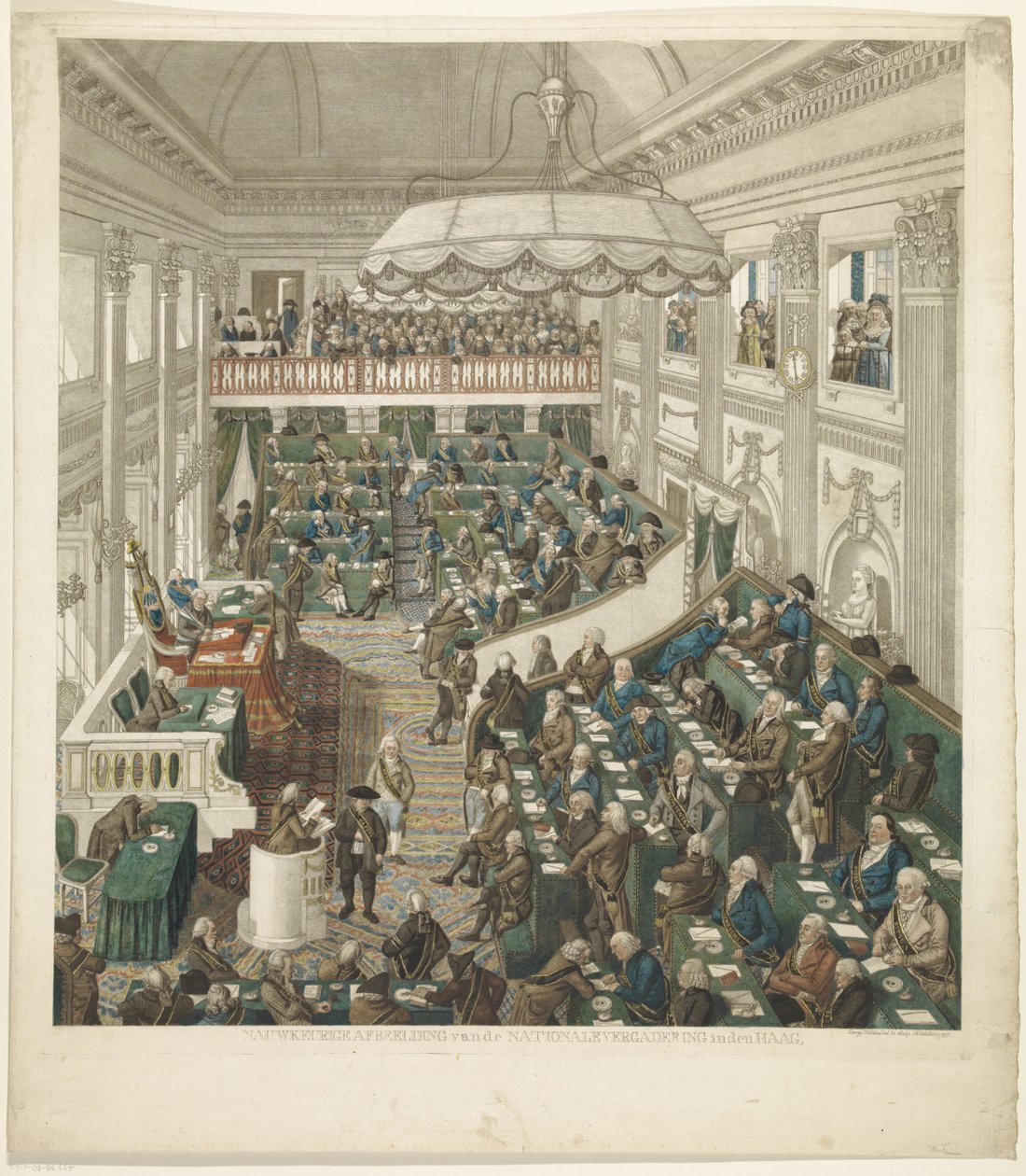 Første nationalforsamling i Haag, 1796 Nøjagtig skildring af nationalforsamlingen i Haag (titel på objekt) af George Kockers