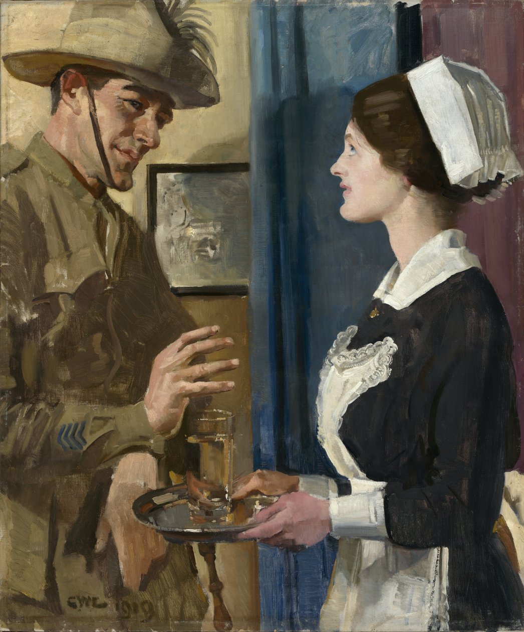 Trooperen og tjenestepigen af George Lambert