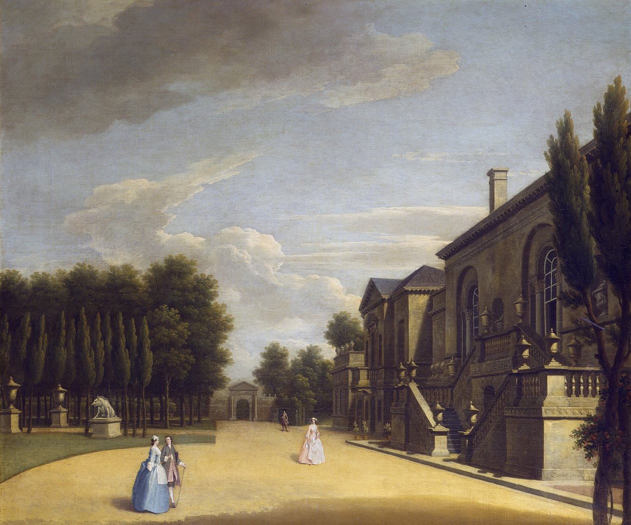 Udsigt over Chiswick Villa fra bagsiden til Inigo Jones-porten af George Lambert