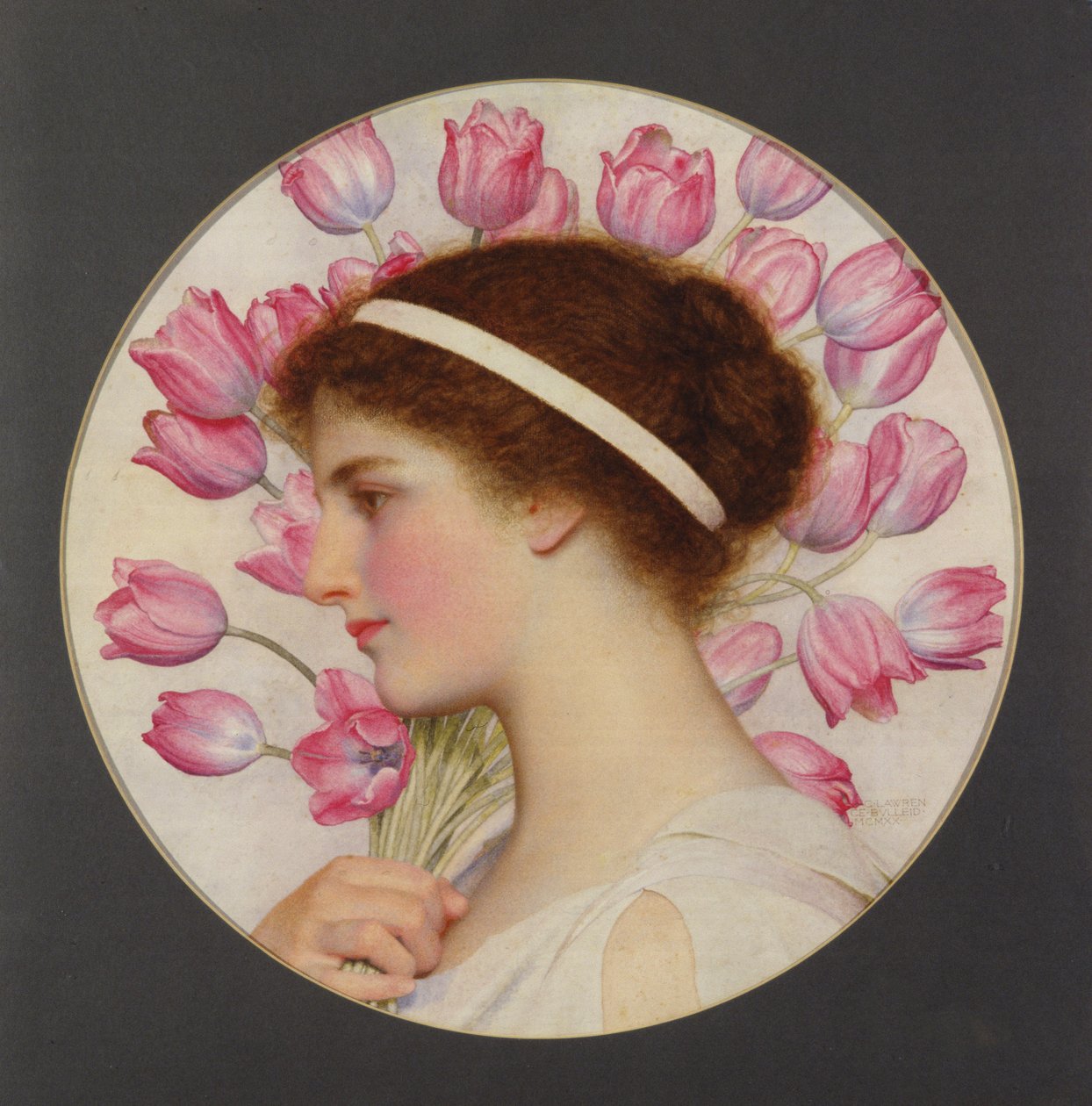Tulipanfestival, ca. 1920 (wc på papir) af George Lawrence Bulleid