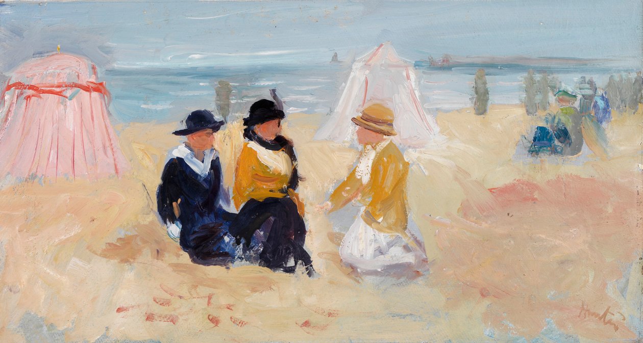 On the Shore, ca. 1910-14 (olie på mølleboard) af George Leslie Hunter