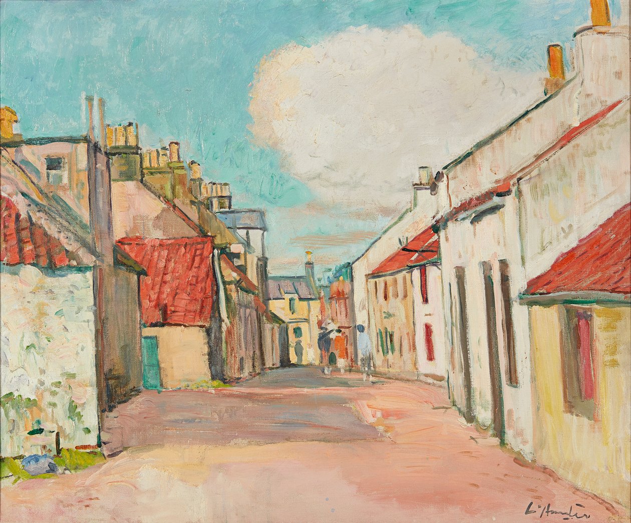 Street Scene, Largo (olie på lærred) af George Leslie Hunter