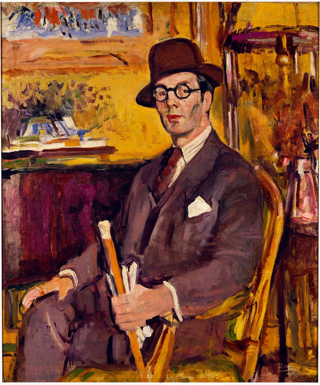 The Malacca Cane, et portræt af Duncan Macdonald, Esq., siddende af George Leslie Hunter