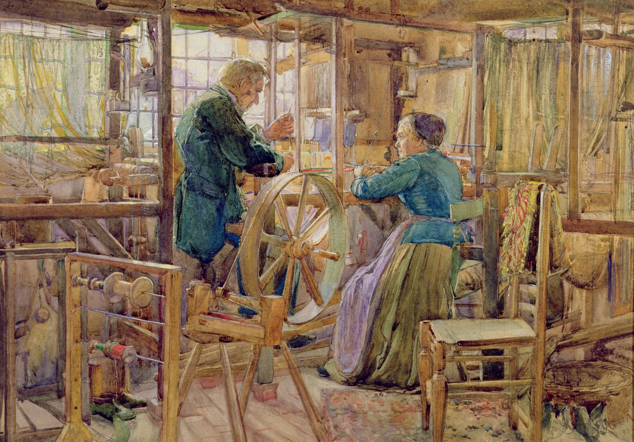 Weavers, i Coventry, 1895 (wc og gouache på papir) af George Lilly Anderson