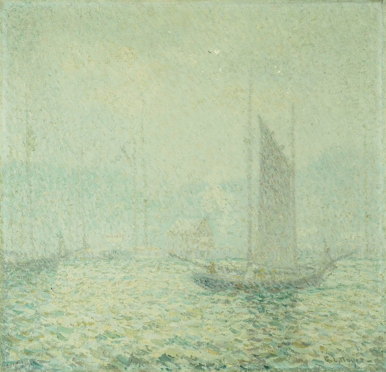 Harbor Mist (olie på lærred) af George Loftus Noyes