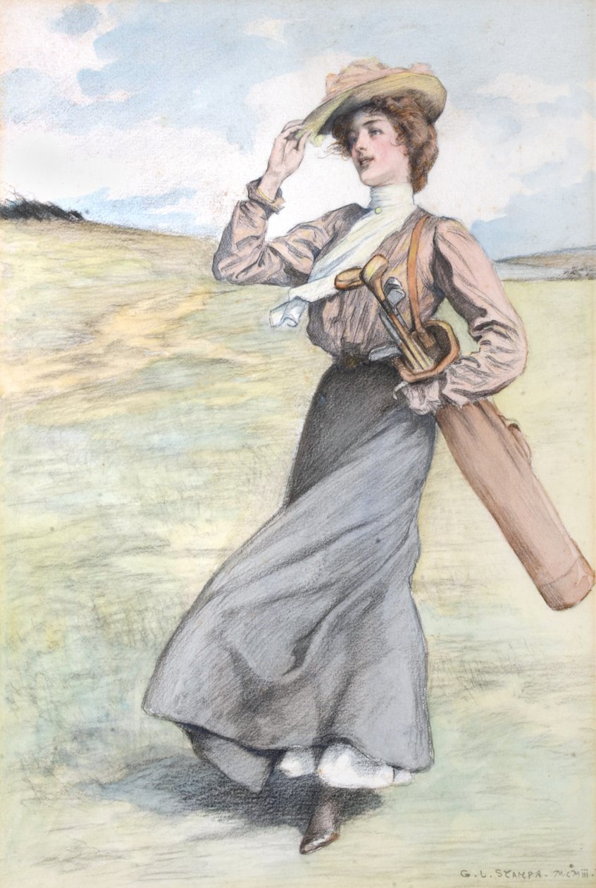 Dame-golfspiller af George Loraine Stampa