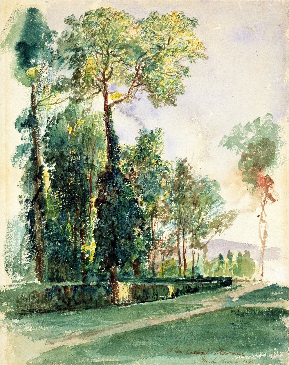 At the Cascine, Firenze, 1845 (wc på papir) af George Loring Brown