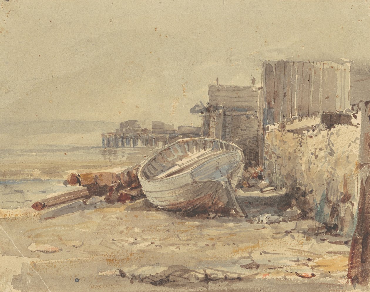Strandet fartøj, c.1880 af George Loring Brown