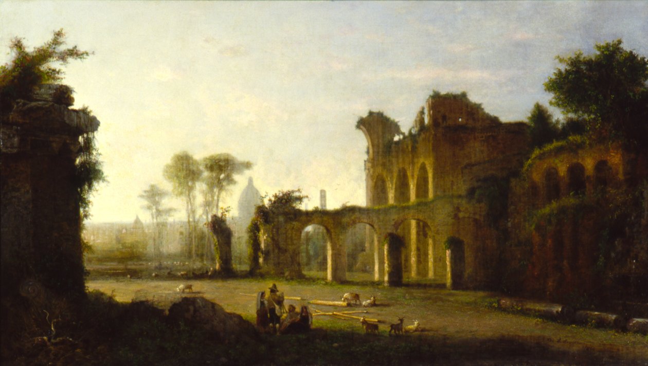 Udsigt over Fredens Tempel i Forum Romanum, 1864. af George Loring Brown