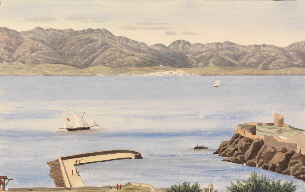 Rosia Bay, Gibraltar og Algeciras, Spanien af George Lothian Hall