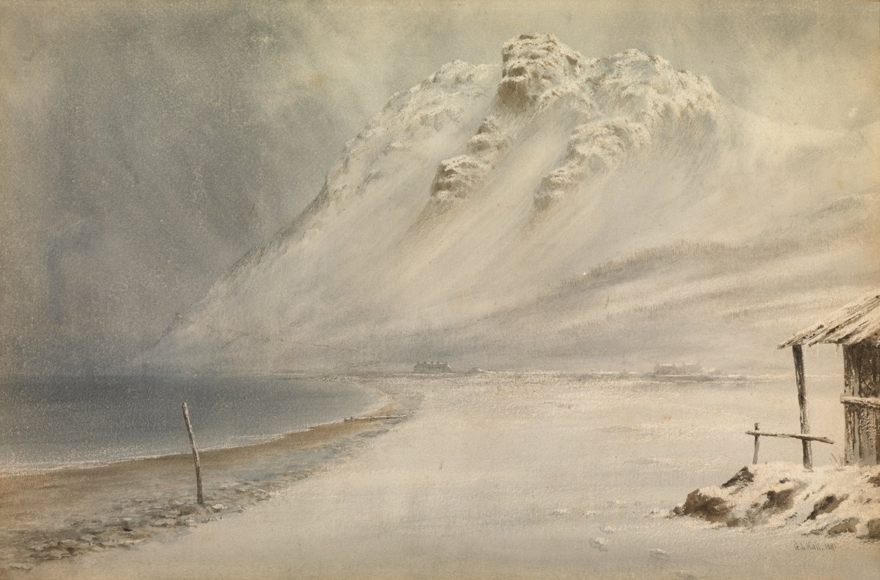 Snestorm ved Penmaenmawr, North Wales af George Lothian Hall