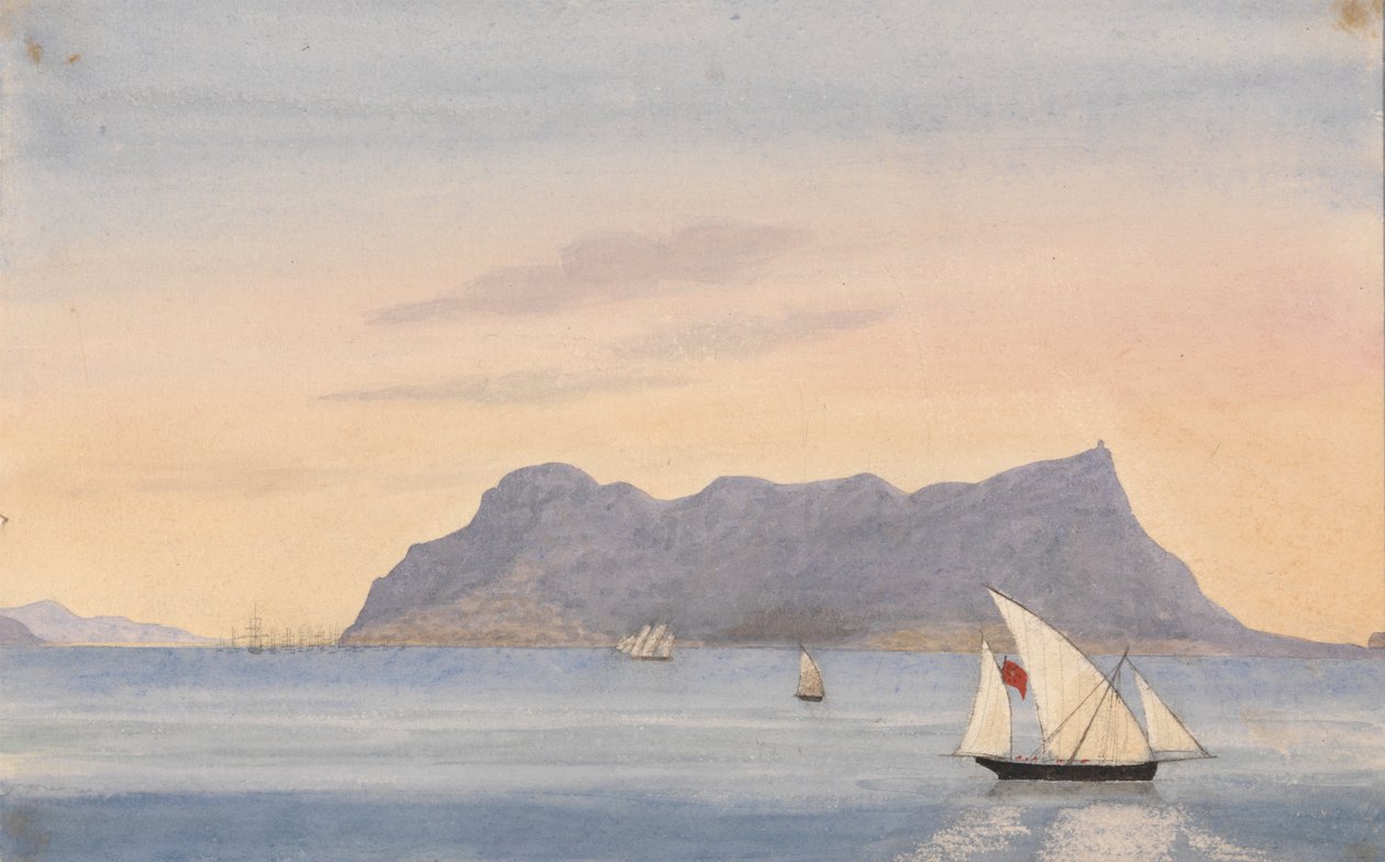 Gibraltarklippen fra Algeciras (Spanien) af George Lothian Hall