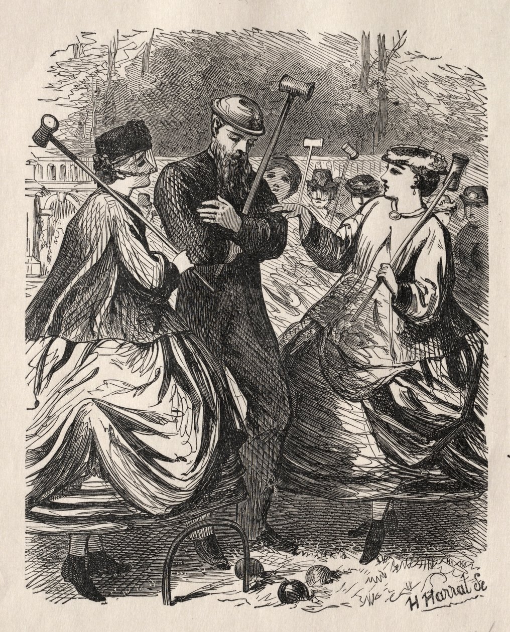 Vores kroketfest, 1864. af George Louis Palmella Busson Du Maurier