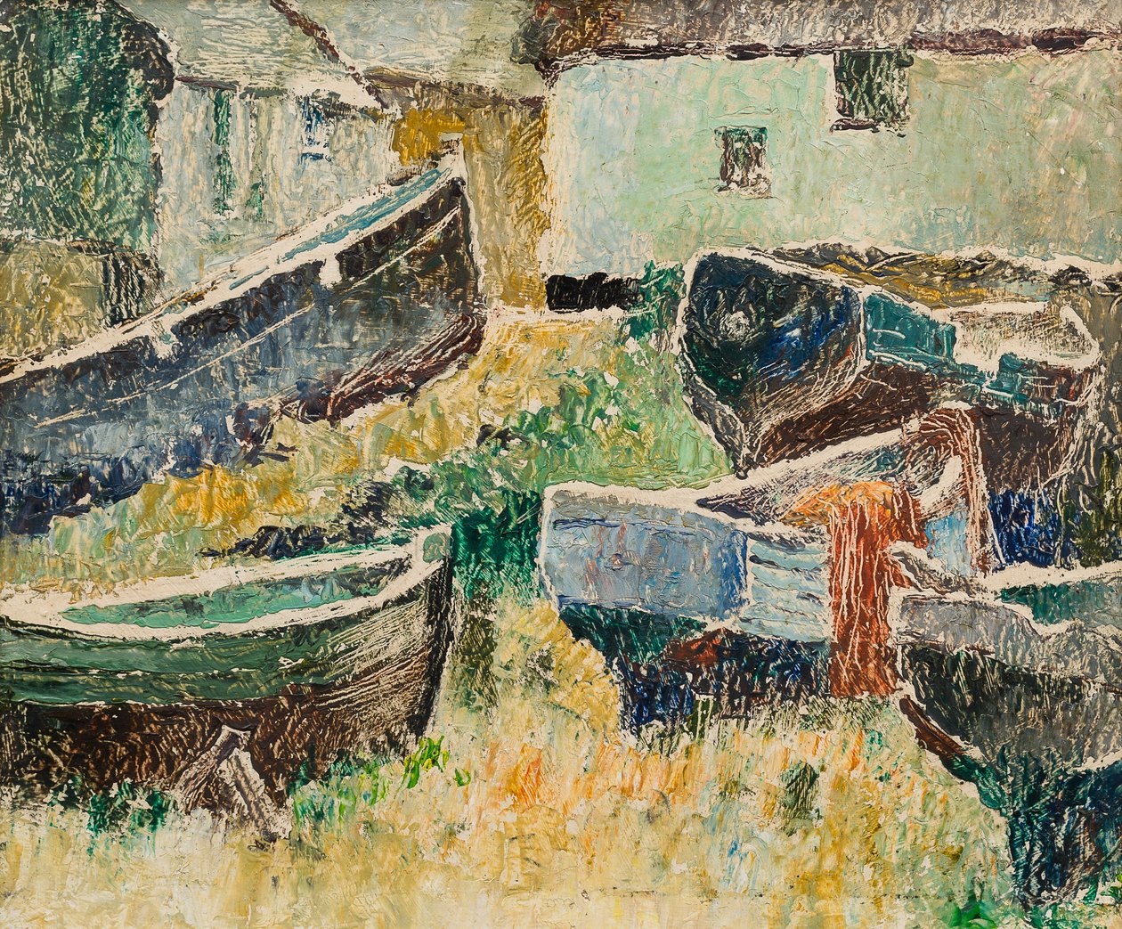 Sennen Cove (olie på plade) af George Manning Sanders