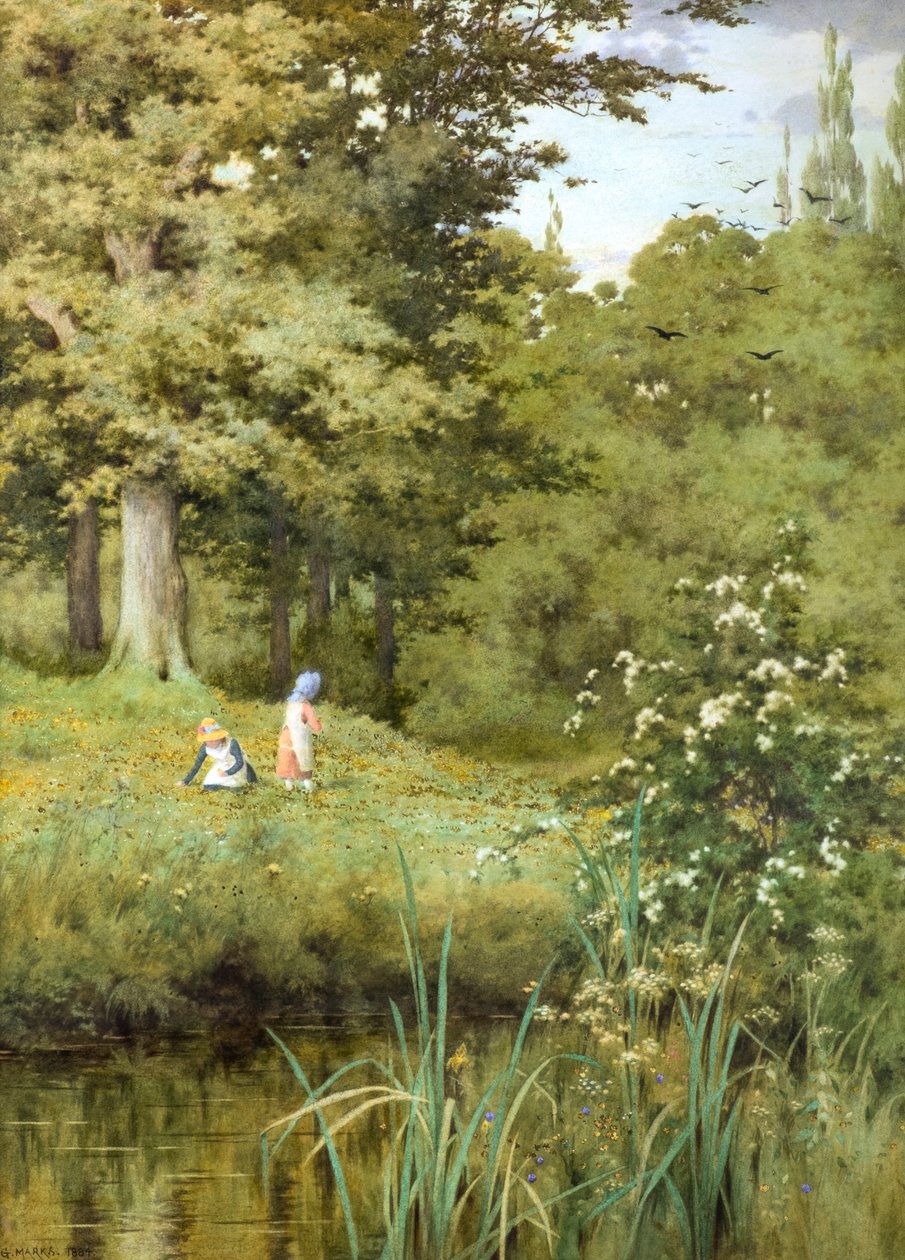 Plukker vilde blomster af George Marks