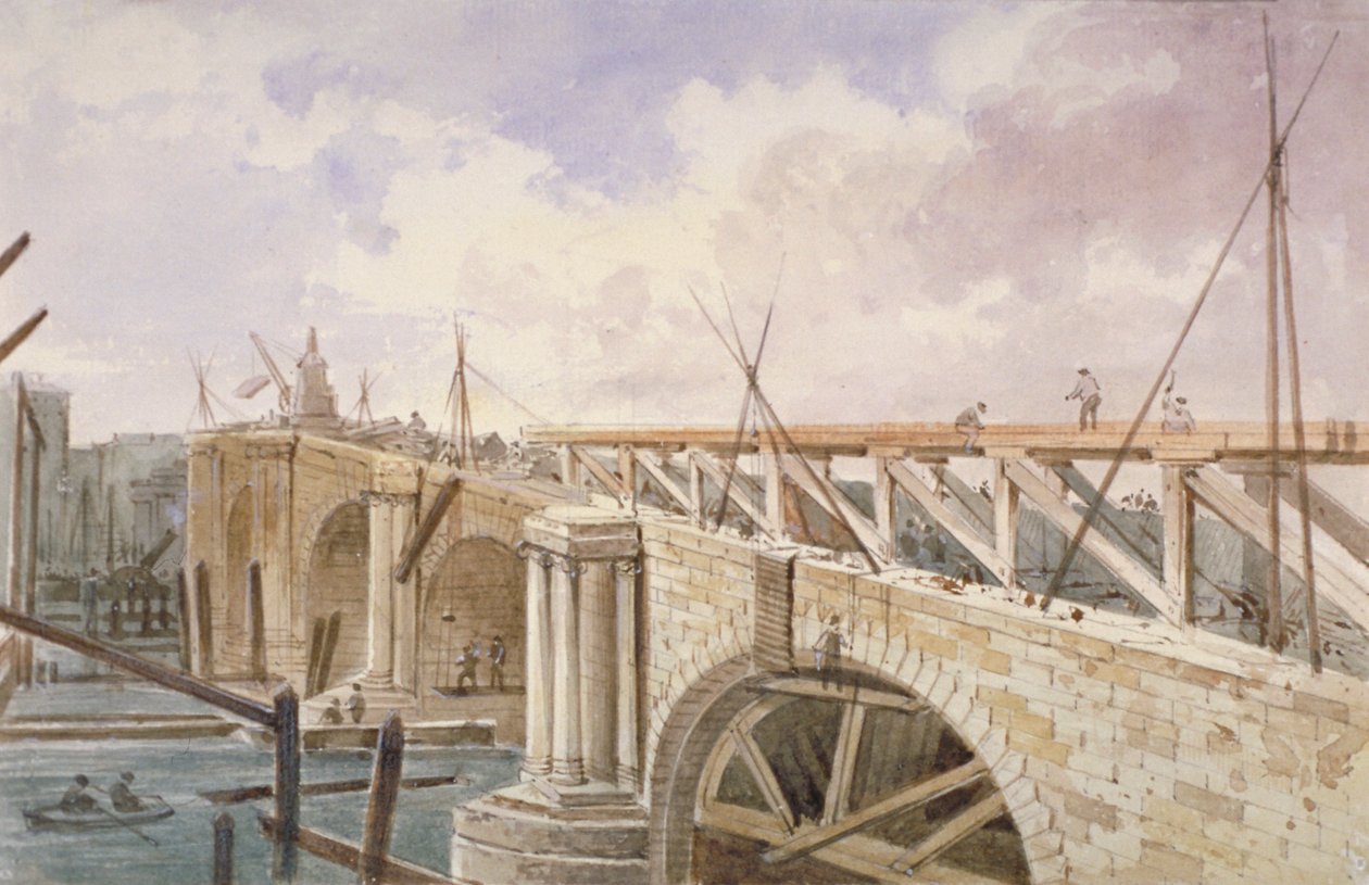 Nedrivningsarbejde udføres på Blackfriars Bridge, 1864 af George Maund