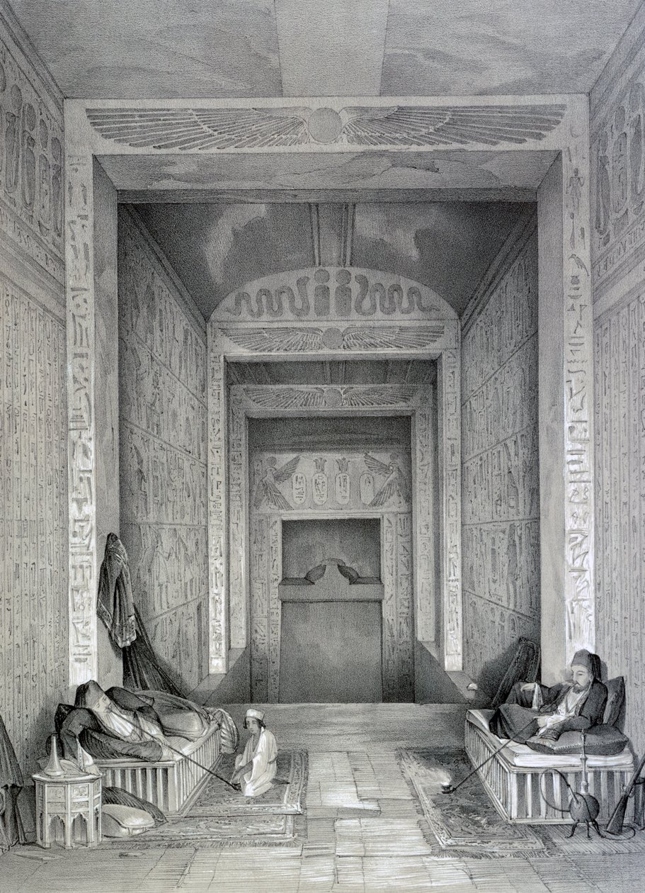 Det indre af et tempel, Egypten, 1800-tallet af George Moore
