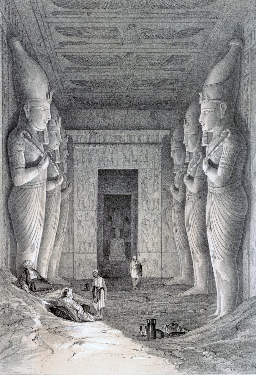 Interiør af det store tempel, Abu Simbel, 1800-tallet af George Moore