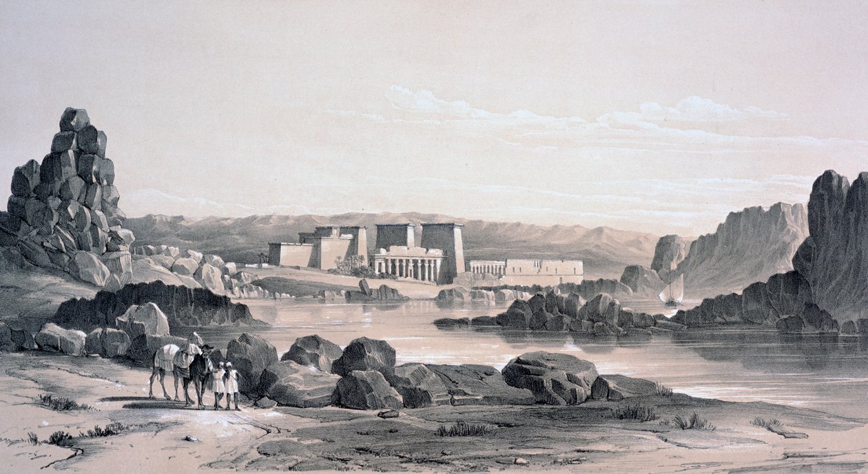 Philae, Looking South, Egypten, 1843 af George Moore