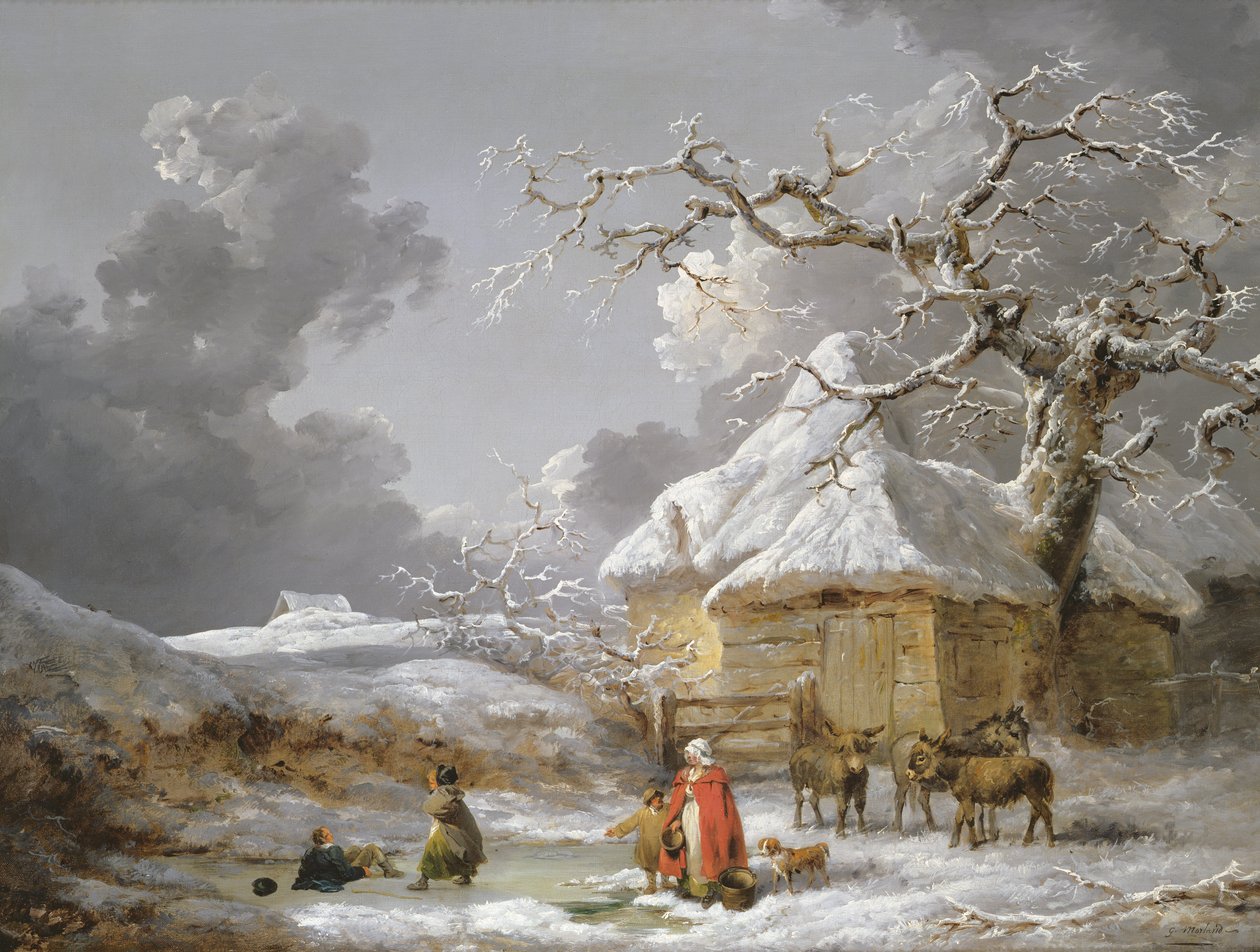 A Fall on the Ice (olie på lærred) af George Morland
