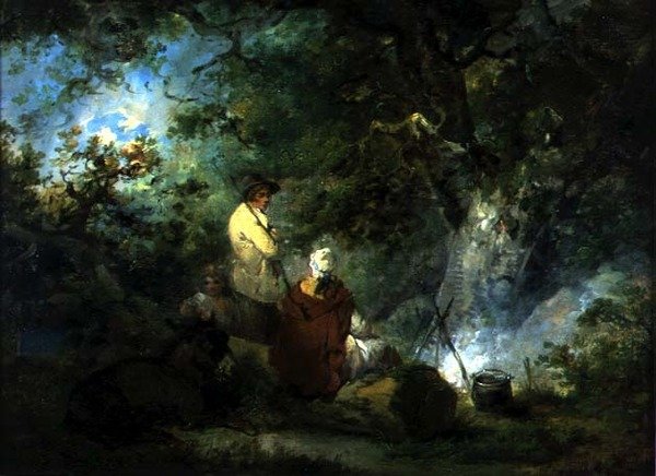 Sigøjnere ved et lejrbål af George Morland