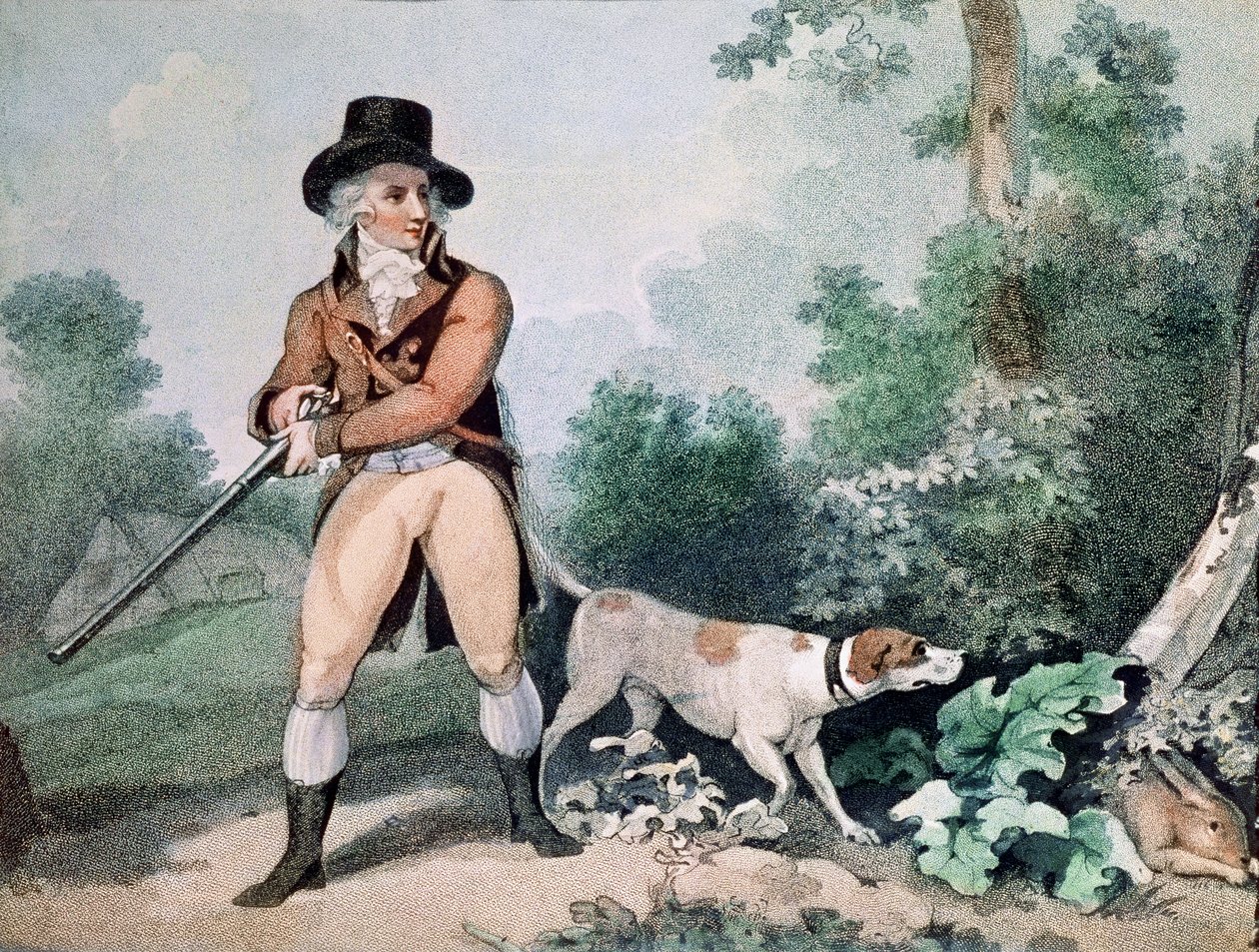 Hareskydning graveret af C. Cotton (stipple gravering) af George Morland