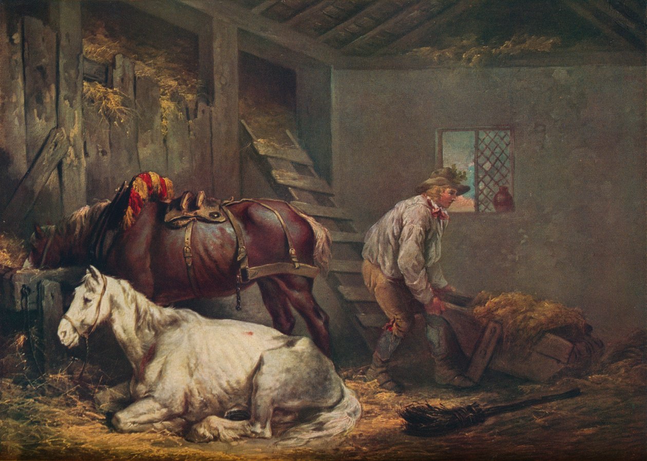 Heste i en stald, 1791 af George Morland
