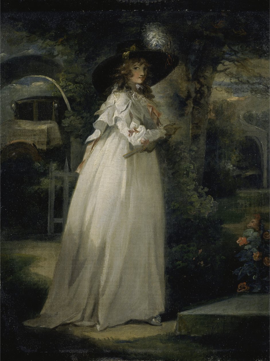 Portræt af en pige i en have, ca. 1786-88 (olie på lærred) af George Morland