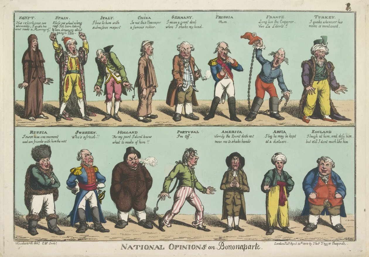 Nationale udtalelser om Napoleon Bonaparte af George Moutard (after) Woodward