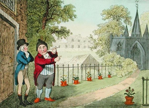 Showing a Garden, graveret af Isaac Cruikshank (1756-c.1811), udgivet 1796 (akvatinte) af George Moutard (after) Woodward
