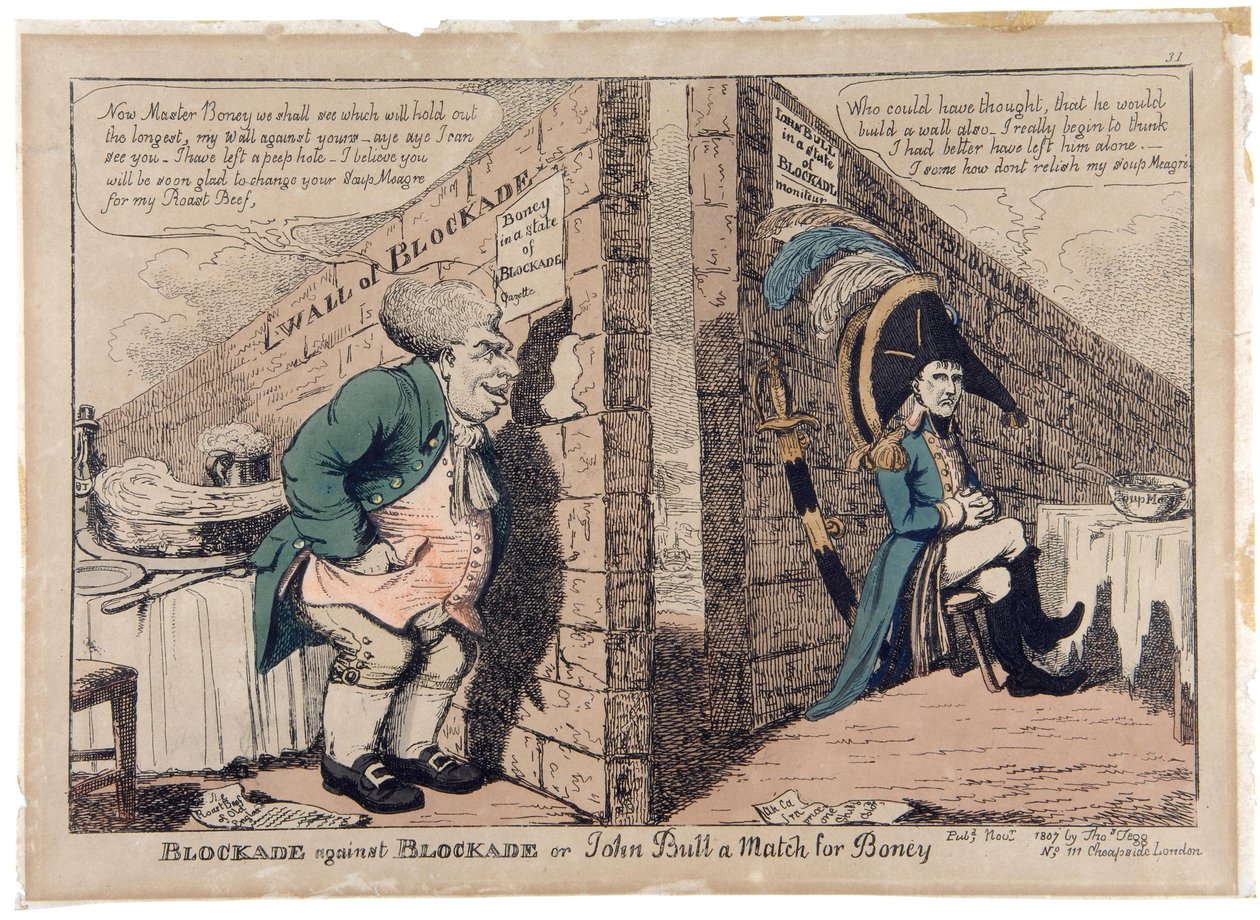 Blokade mod Blockade eller John Bull a Match for Boney af George Moutard Woodward