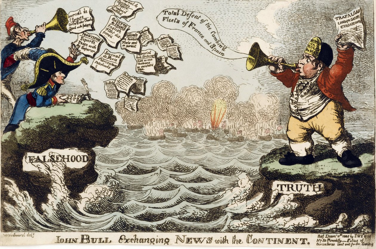 John Bull (ikon for den britiske nation) udveksler nyheder med kontinentet af George Moutard Woodward