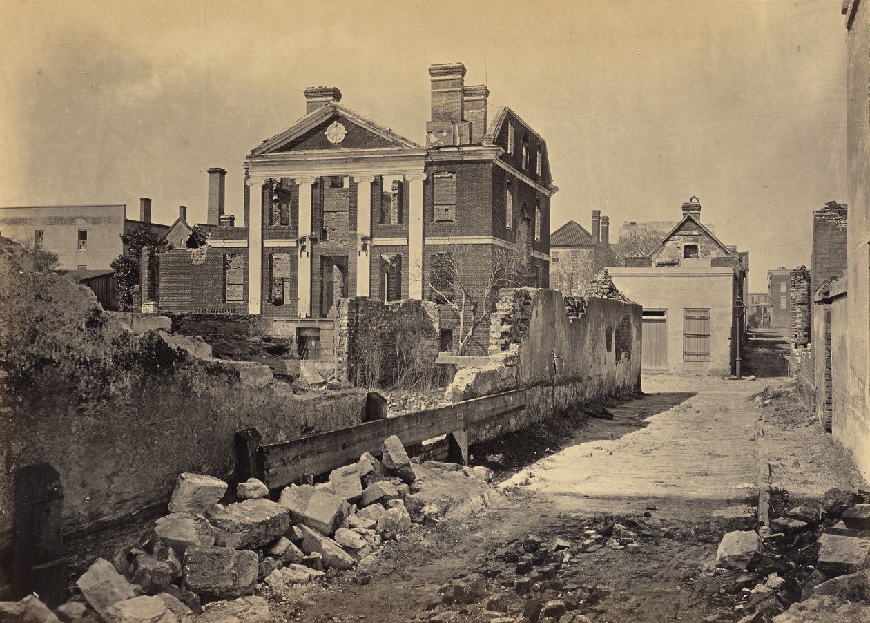Ruinerne af Pinckney Mansion, Charleston, South Carolina af George N. Barnard
