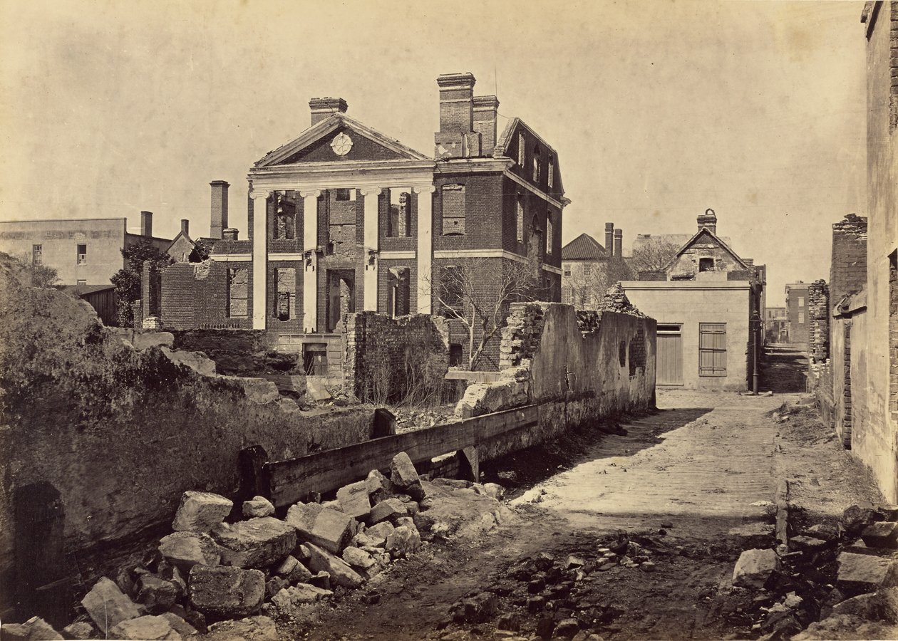Ruinerne af Pinckney Mansion, Charleston, South Carolina af George N. Barnard