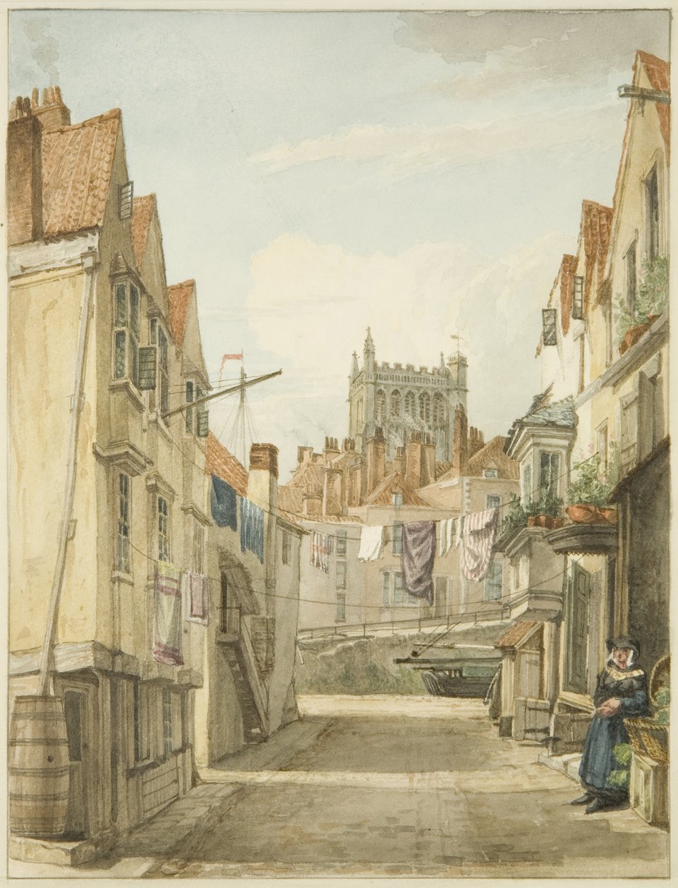 Aldersey Lane (blyant og akvarel på papir) af George Orleans Delamotte