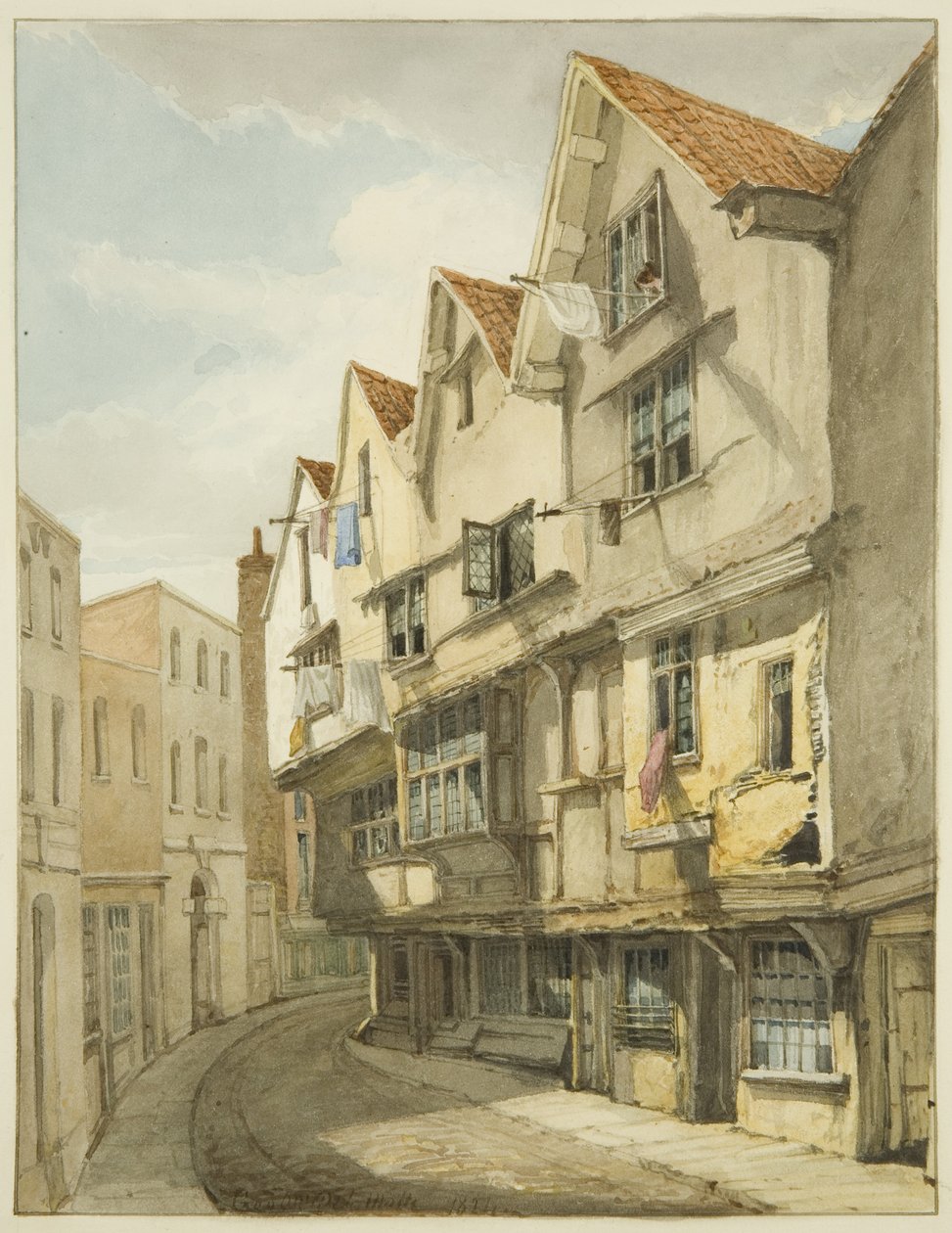 Baldwin Street (blyant og akvarel på papir) af George Orleans Delamotte