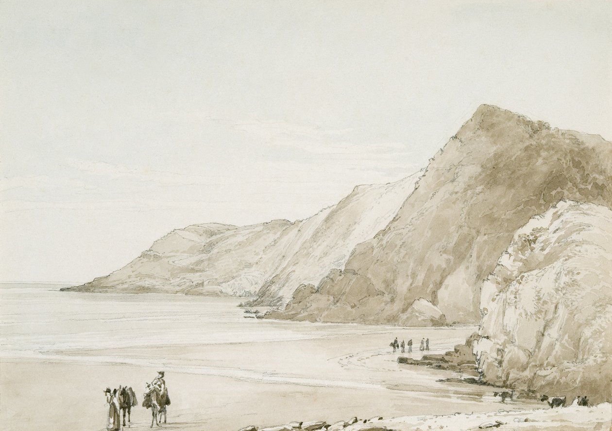 Caswell Bay (akvarel og blyant på papir) af George Orleans Delamotte