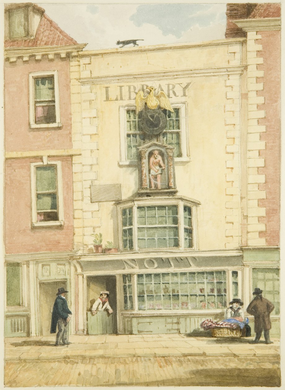 Hus ved South-West End of Old Market Street (blyant, akvarel og kropsfarve på papir) af George Orleans Delamotte