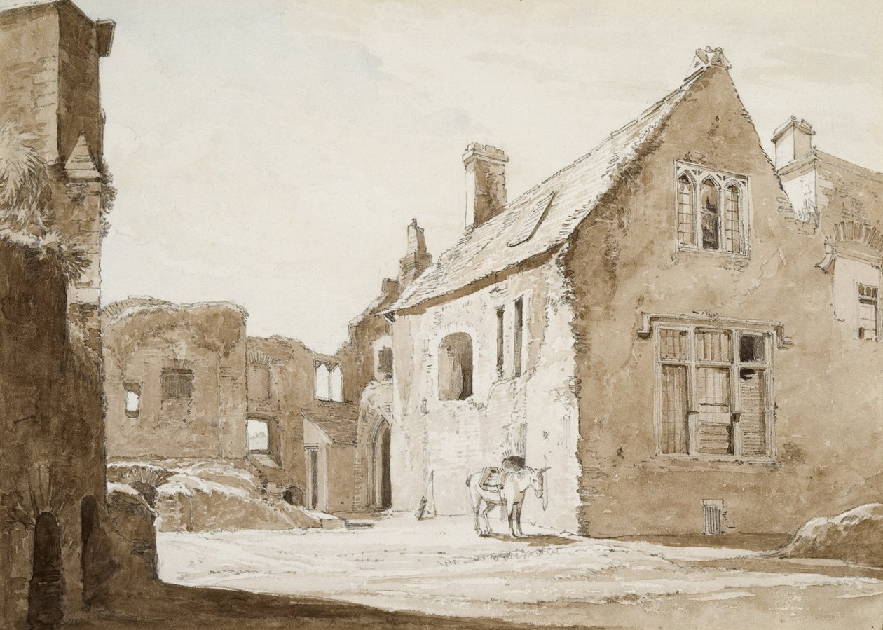 Place House, Swansea (sepiavask og blyant på papir) af George Orleans Delamotte