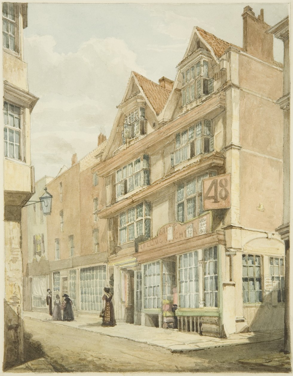 South Side, Wine Street (blyant og akvarel på papir) af George Orleans Delamotte